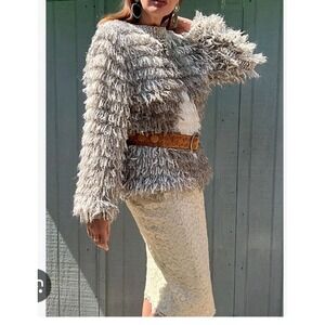 Vintage Adolfo Collectables Sweater Shaggy Loop Boho retro Sz Medium